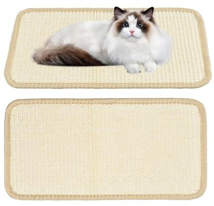 Luckwaii Kratzteppich Katze 2 Stück Kratzmatte Katze Natürliche Katzenkratzbretter Sisal Kratzteppich 60x30 cm, Widerstandsfähig Katzen Kratzbrett Katzenmöbel Fußmatte Sisalmatte Kratzpads für Katzen
