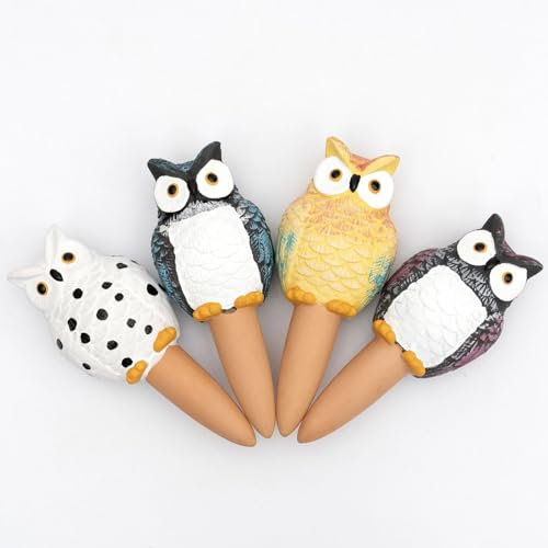 SunshineFace Self Watering Spikes, 4 Pack Terracotta Watering Spikes Automatic Self Watering Planter Insert Cute Animal Plant Self Watering Devices for Plants Indoor Outdoor