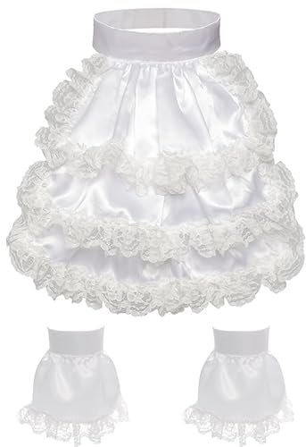 BPURB Weiße Kolonialspitze, gerüschte Krawatte, Jabot und Manschetten, viktorianische Spitze, falscher Kragen, Manschetten, Piratenkostüm-Zubehör
