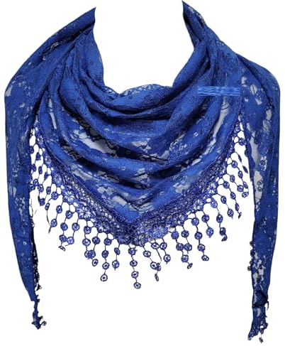 GFM® Sommerlicher Dreieckstuch aus Spitze mit Blumenmuster (TRI-A), Tri-300-Royal Blue, 36
