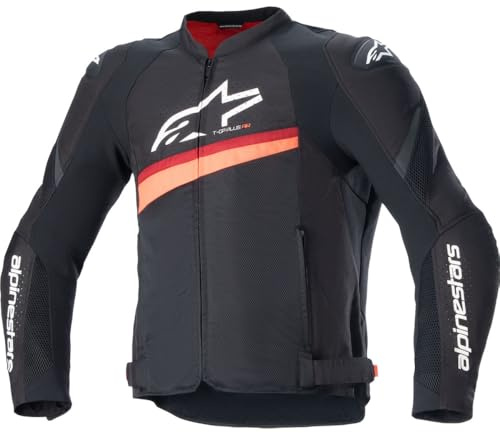 Alpinestars T-GP Plus R V4 Airflow perforierte Motorrad Textiljacke, schwarz/neon-rot, L