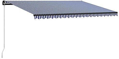 KJHYYPP Ausziehbarer manueller Sonnenschutz 500 x 300 cm, Blau, Weiß, ausziehbare Sonnenmarkise, Gartenmarkisen