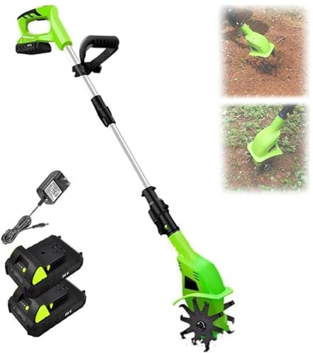 IINCOOY Coltivatore A Batteria, Motozappa A Denti Anteriori Motozappa Elettrica da Giardino 2 X 2000mAh Motozappa Elettrica Alimentata A Batteria for La Coltivazione del Terreno