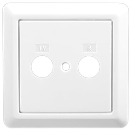 Edision Carátula Toma Universal FPO-100, 2 Conectores TV-R, 80x80mm, Blanco, Compatible TVT-100, TVE-101, WFO-900 y para Tomas de televisión universales de Otros Fabricantes