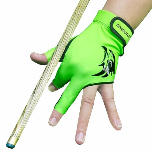 soamotoi Pool-Handschuh, linke Hand, 3 Finger, atmungsaktiv, schnell trocknend, professionelle Snooker-Handschuhe für Billardzubehör, langlebiger Billard-Queue-Handschuh für Billardtisch-Zubehör