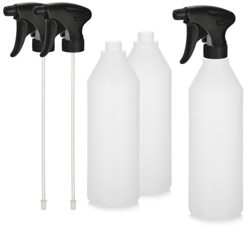 com-four® 3X XL Sprühflasche mit verstellbarem Sprühkopf – 1035 ml Zerstäuber mit 28/400 Gewinde - Leere Blumensprüher für Pflanzen, Blumen, Garten, Werkstatt (3 Stück - 1035ml)
