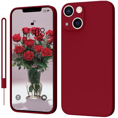 KPPIT for iPhone 14 case,Silicone Case,Ultra Slim Soft Gel Anti-Scratch,Microfiber Lining,Rubber Shockproof Case Cover iPhone 14 6.1 inch,Wine Red