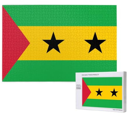 Puzzle mit Flagge von Sao Tome und Principe, 1000 Teile, Holzpuzzle für Familie, Freunde, Heimdekoration, Wandkunst, 29,5 x 50 cm
