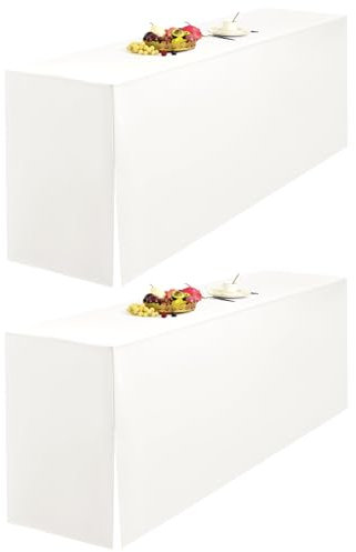 LYAFS 2er-Pack Elfenbein Biertischhusse 220 x 70 cm Split-Design and Natürliche Hängekante Biertischhusse für Bierzeltgarnitur Blickdicht Waschbar Tisch für Hochzeit Sammeln Empfang Outdoor-Bankette