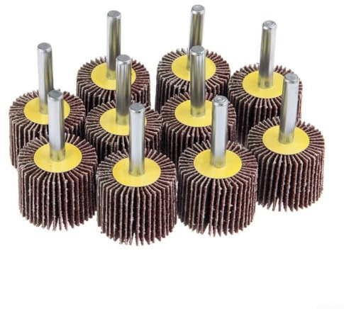 Lot de 10 roues à lamelles métalliques et non métalliques, tête de 30 mm de diamètre, grain 80