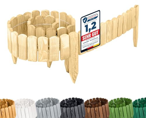 Garronda Rasenkante Holz Beeteimfassung 200 cm x 10 cm Flexibler Rollborder Zaun für Garten GD-0107 (Natural (nicht imprägniert), Höhe: 10 cm)