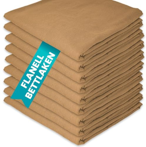 Flanell Bettlaken 140x200 cm Graubraun Baumwolle ohne Gummizug | Glatte Betttuch 100 % Baumwolle Atmungsaktiv, Waschbar & pflegeleicht. Hotel Laken flauschig ohne Spanngummi