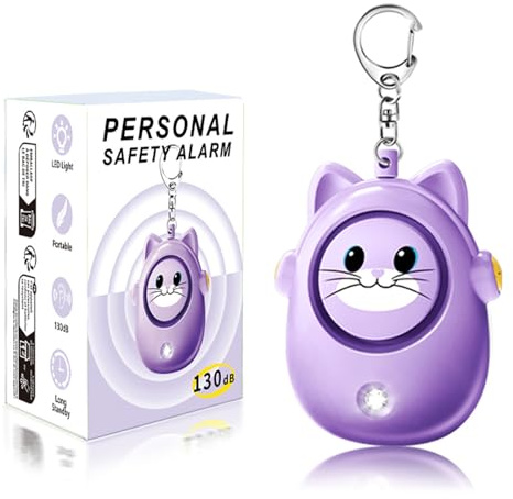 Alarme de sécurité personnelle, super puissante, 130 dB, H8, porte-clés alarme de sécurité personnelle pour femmes, hommes, enfants, personnes âgées (H8 violet)