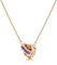 Linawe Amethyst Purple Moissanite Necklace for Women, Rose Gold Hypoallergenic Stainless Steel Chain, Interlocking Double Circle Pendant Necklaces, Imitation Diamond Birthstone Jewellery