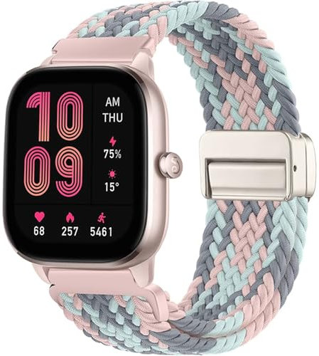 Issinlky Nylon Braided band for Amazfit GTS 4/4 Mini/3/2/2 Mini/2e/GTS, 20mm Elastic Strap for Amazfit Bip 3/3 pro/Bip U/U Pro/S/S Lite