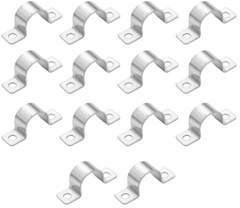 2 Hole Conduit Clips,U Shaped Connector Bracket,14Pcs 304 Stainless Steel Conduit Clamps Pipe Clip Mounting Brackets Heavy Duty Pipe Strap Clamp Metal U Bracket for Water Pipes Gas Pipes Cable Fixing