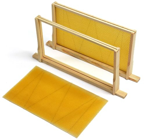 Actiasbee DN4 National Brood Frames with Wax Foundation – Flat Pack Pine Beehive Frames – 345mm x 205mm (14” x 8”) – Assembly Required – Suitable for National Brood Box