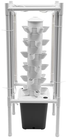 Repomanda Vertikal Hydroponik Turm mit 10L Wassertank,Hydroponische Anbausatz,für Kräuter, Obst und Gemüse