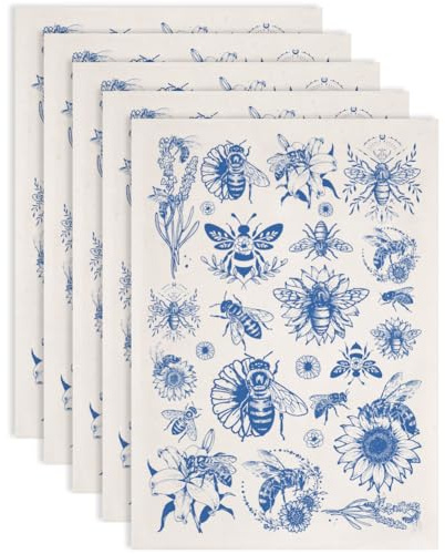 SUPERDANT 5 Stück Bienen Und Blumen Unterglasur Transferfolien Für Keramik Sonnenblumen Ton Transferpapier Schwarze Keramik Abziehbilder Transferaufkleber Für Keramik DIY Bastelbedarf Abziehbilder