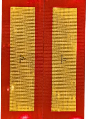 SOLNIT ECE70 Kfz warnmarkierung baustellenfahrzeuge StVO heckmarkierung warnaufkleber Folie selbstklebend reflektierend Anhänger LKW Reflexfolie Reflektor (Gelb/rot, 2X 195mm X 565mm)