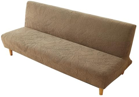 Meigeh Sofabezug Sofaüberwurf Ohne Armlehnen Sofahusse Clic Clac 3 sitzer Schlafsofa Bezug Futonbezug Khaki L 195-210 cm