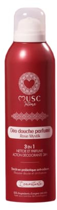 MUSC INTIME - Déodorant douche parfumé - Rose Mystik - L’Envoutante - 3-en-1 - Nettoie et Parfume - Action déodorante 24h - 200ml