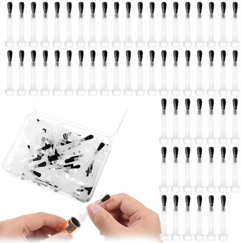 66 Pcs Disposable Nail Polish Brushes Kit with Handles, Soft Bristle Dip Powder & Acrylic Liquid Replacement Brushes, No-Shedding Nail Art Brush Set for Manicure, Salon & Home Use