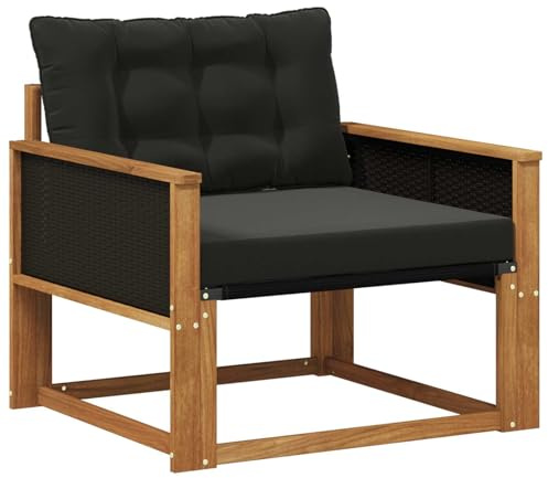 vidaXL Outdoor-Sofagarnitur Massives Akazienholz und Textilene Natur, Garten, modernes, wetterfestes, Outdoor-Sofa, Lounge-Möbel, Terrassenset, Sitzgruppe