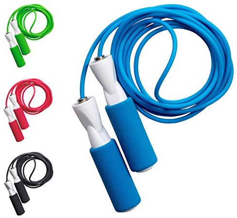 JUMP ROPE Profi Springseil mit Qualitäts Kugellager, Länge einstellbar für Kinder und Erwachsene, Speed Rope mit Tasche, blau weiß