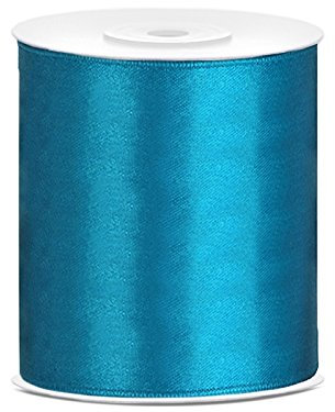 SATINBAND 25m x 100mm 10cm breit Geschenkband Band Satin Hochzeit Tischläufer (türkis)