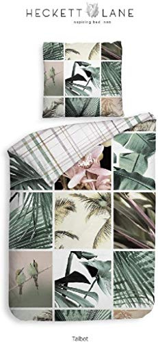 Heckett Lane Bettwäsche 100% Baumwolle Talbot 155x220 (80x80) Leave Green
