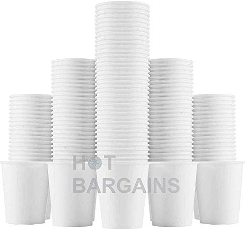 HOT BARGAINS, 100 x 8oz Single Wall White Paper Cups for Hot Drinks Premium Disposable Coffee/Tea Paper Cups Perfect for Your Home, Café, Work, Parties or Outdoors. (White, 8OZ)