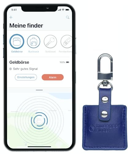 musegear Finder 2 con App con Custodia in Pelle - Blu Marino - Volume 3 Volte più Potente - Colore Blu Chiaro
