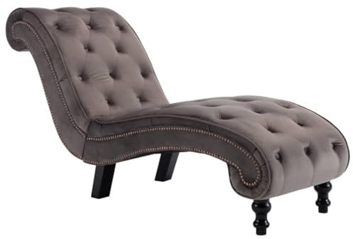 vidaXL Chaiselongue Relaxliege Liegestuhl Liegesessel Komfortliege Loungesessel Sesselliege Relaxsessel Schlafsofa Recamiere Lounge Grau Samt