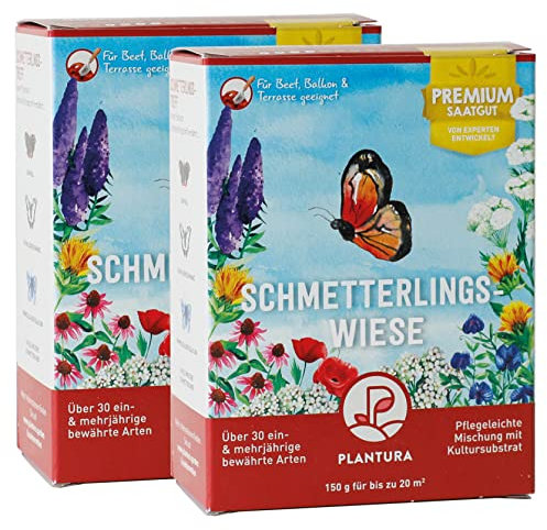 Plantura Schmetterlingswiese, 300 g, Premium-Saatgut, EIN- & mehrjährige Blumenmischung für Beet & Topf
