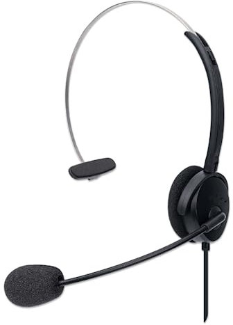 Manhattan 179867 Cuffie Mono USB con Microfono Flessibile Nero