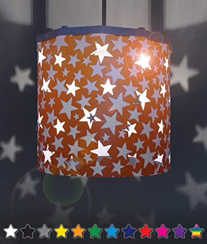 Ereki Ceiling Pendant Light Shade - Projector Stars Effect Light Cover - Magnetic Ceiling Night Light Lampshade Kit for Interchangeable Designs (Orange, Bulb NOT Included)