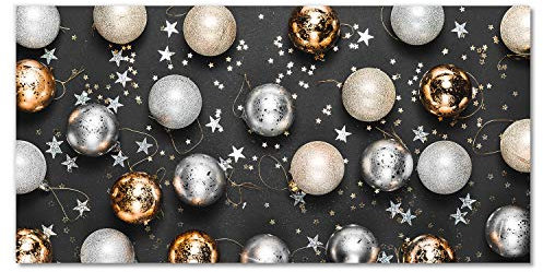 Tulup Peinture de Noël sur Verre Trempé - 100x50 cm - Image Tableaux la Mur - Impression Verre Sécurité - Photo Décorative Panoramique - Saint Boules de Noël