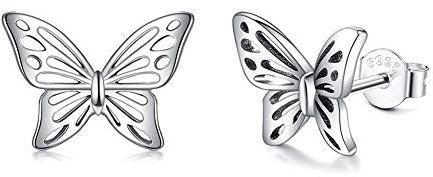 Belons Damen Ohrstecker 925 Sterling Silber Schmetterling Stecker Ohrringe Mädchen Ohrstecker Ohrschmuck