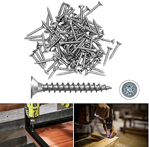 TERF® Multi Purpose Screws 2.5 X 25mm Pozi Flat Double Countersunk Zinc Screws For PVCu Wooden Timber Chipboard MDF and other similar types Screw Size 2.5 X 25mm - Pack of 200