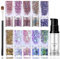10 Colors Face Glitter Cosmetic Glitter,Chunky Glitters,Face Glitter Festival with Glue for Body,Hair,Nails,Stage,Halloween,Party, Makeup - Includes Long Lasting Fix Gel and Brush (10 Colors Shining)