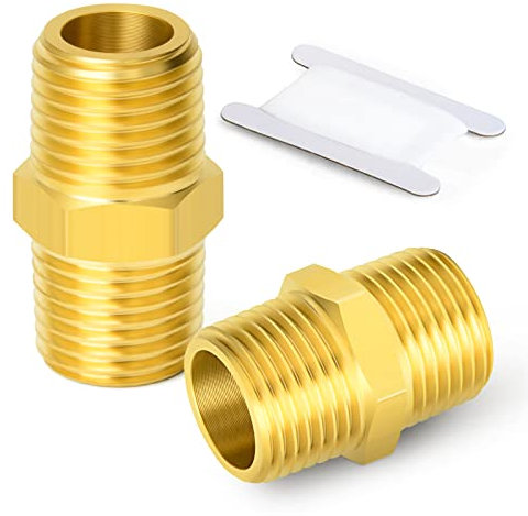 ERGAOBOY 2 Pezzi 1 x 1 Ottone BSP Maschio Esagonale Nipplo Raccordo, Maschio a Maschio Connettore Dritto
