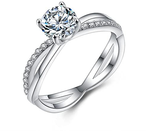 Musihy Ring Frauen, Promise Ring Infinity Ring Verschlungene Ringe Zirkonia Weiß Ringgröße 56 Pärchen Geschenke