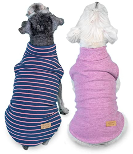 KYEESE 2Pack Dog Sweater Soft Dogs Clothes Warm Pets Clothes Turtleneck Pets Coats Dog Sweaters for Small Dogs Girl Pullover Small Pet Sweaters Stretchy Pet Sweatshirt