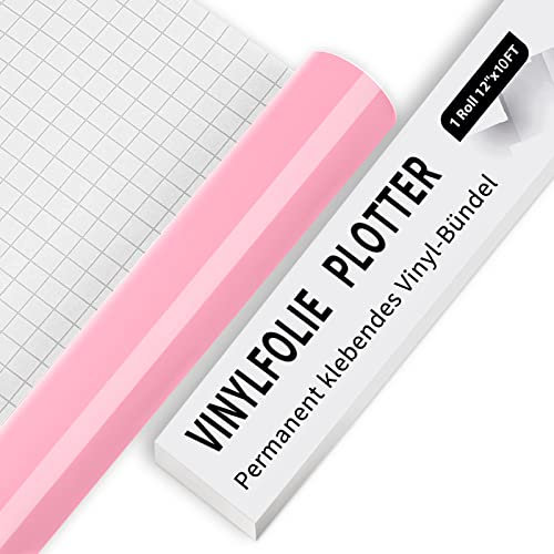 IModeur Vinylfolie Plotter - 30,5 x 305 cm Glänzend Rosa Plotterfolie selbstklebend Vinyl, Rosa Plotterfolie Vinyl Für Cricut, Silhouette Cameo, die meisten Schneidemaschine