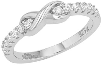 s.Oliver Ring 925 Sterling Silber Damen Ringe, mit Zirkonia synth., Silber, Infinity, Kommt in Schmuck Geschenk Box, 2034967