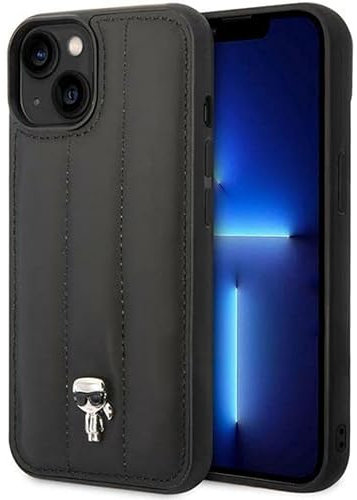 Karl Lagerfeld KLHCP14SPSQPK hülle für iPhone 14 6,1 hardcase schwarz/Black Puffy Ikonik Pin
