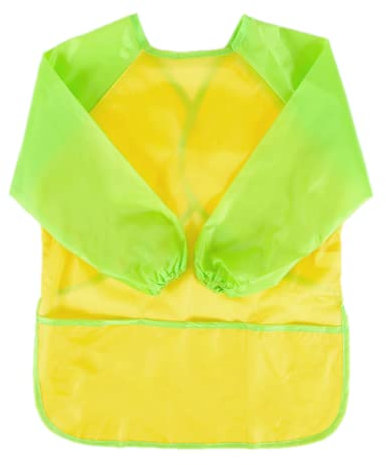 KIMMAX Bastelschürze kinder, Malschürze Malerkittel mit Ärmeln für Kinder von 3 bis 7 Jahren für Schule Kunst Malerei,Kochen (Grün (M,100-125cm)