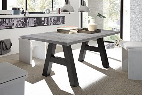 58 aufm Kessel Esstisch ausziehbar Elia 7 140 x 90 x 75 Esszimmertisch Schwarzstahl/Beton 13297-140