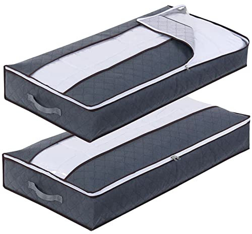 XPOOP 2 Stück Aufbewahrungstasche,Unterbett Aufbewahrungsbox, Unterbettkommode,Unterbett Aufbewahrung, Unterbettkommoden, Bettkasten aufbewahrung, Unterbettbox Bettwäsche für Bettdecken, Decken